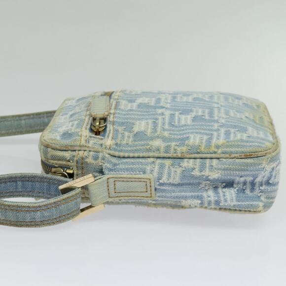 FENDI Zucca Canvas Shoulder Bag Denim Light Blue Gold - Picture 4 of 12
